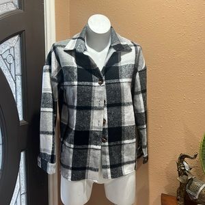Shein black and gray plaid button up shirt